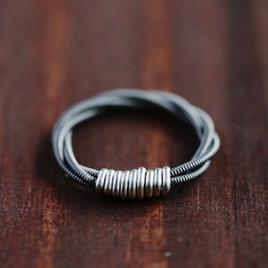 Guitar String Ring Silver