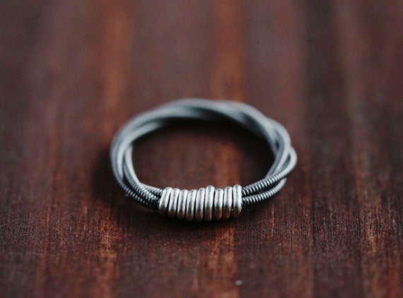 Mens Guitar String Ring w/ Sterling Silver or 14k Gold