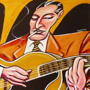 Django Reinhardt Imprimir Cartel Gypsy Jazz Guitarra