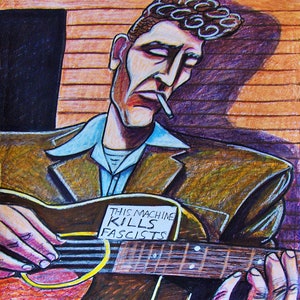 Woody Guthrie Folk Music Print Poster Folkways