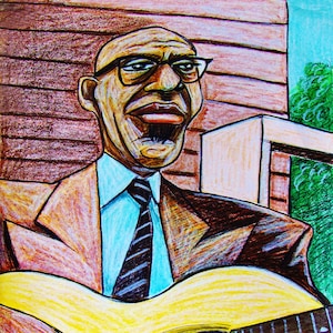 Furry Lewis Print Poster County Blues Guitar