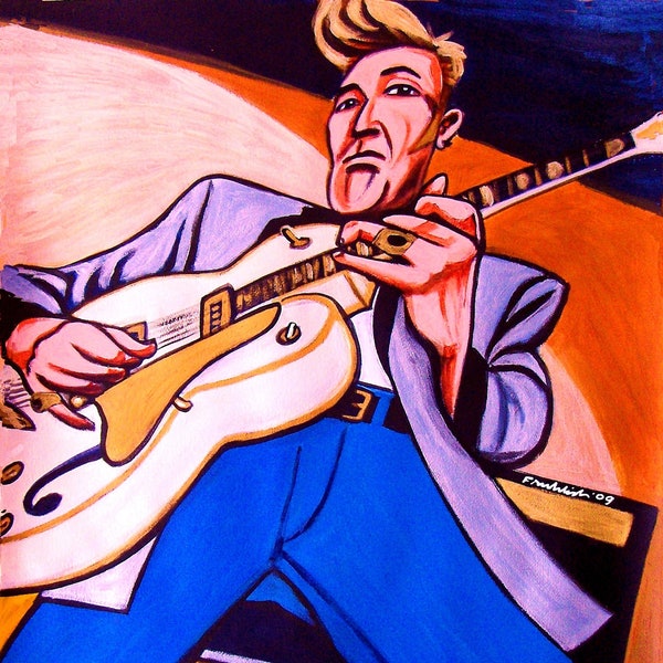 Brian Setzer Print Poster Rockabilly Guitar