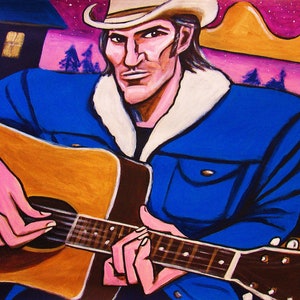 Townes Van Zandt Guitar Print Poster Texas Troubador