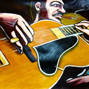 Joe Pass Cigar Jazz Guitar Print