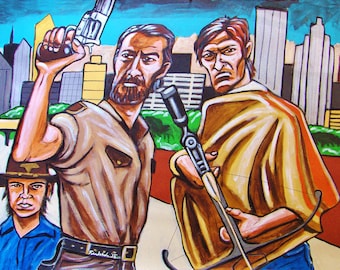 The Walking Dead Rick Darryl Carl Painting