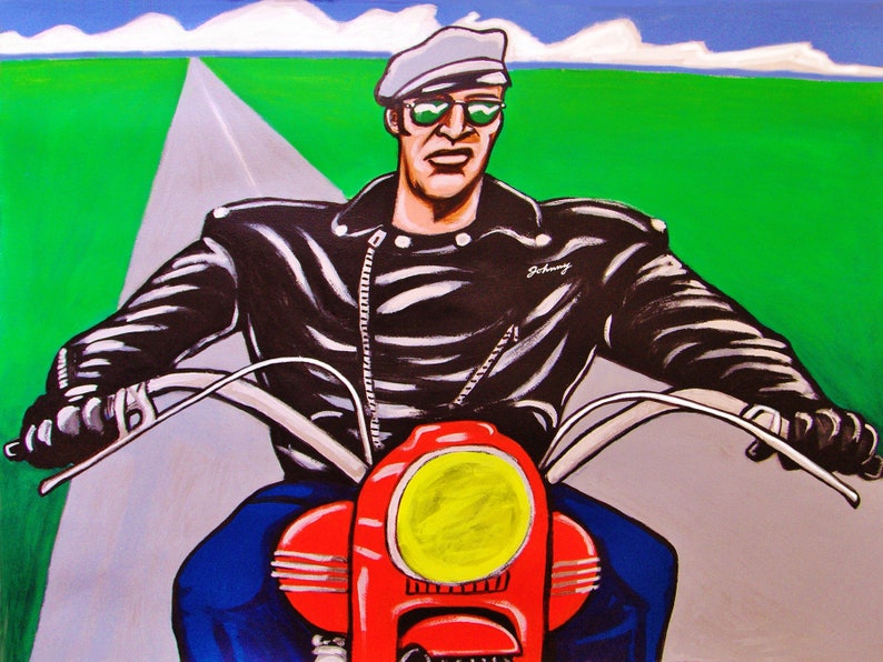 The Wild One Marlon Brando Motorcycle Painting image 1