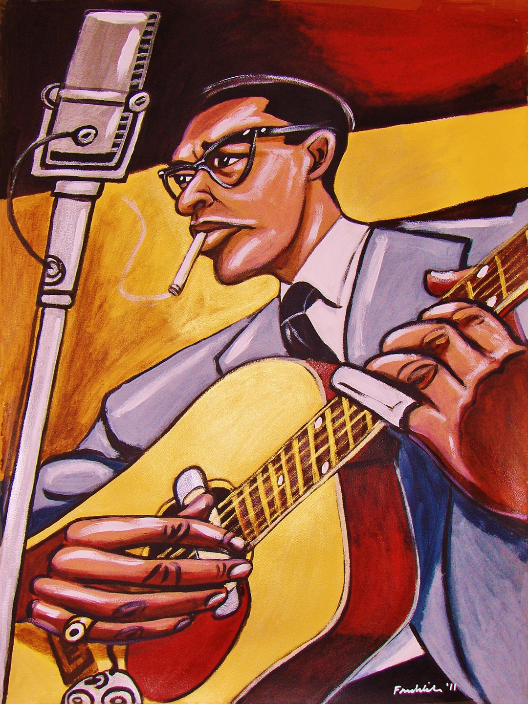 Elmore James Blues Slide Guitar Print Poster Etsy