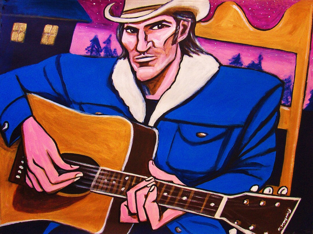 Townes Van Zandt Guitar Print Poster Texas Troubador Etsy