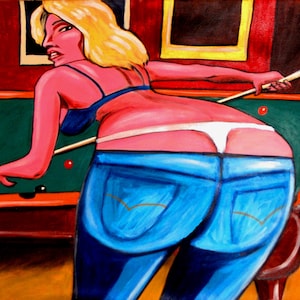 Pool Hall Blonde Hustler Print Poster
