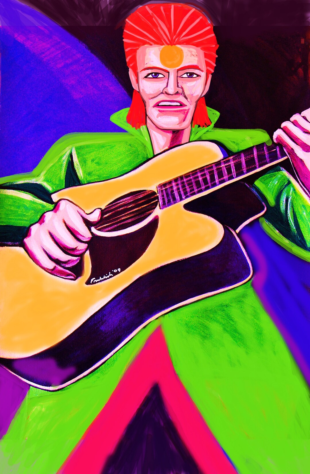 David Bowie Print Poster Acoustic Guitar Etsy