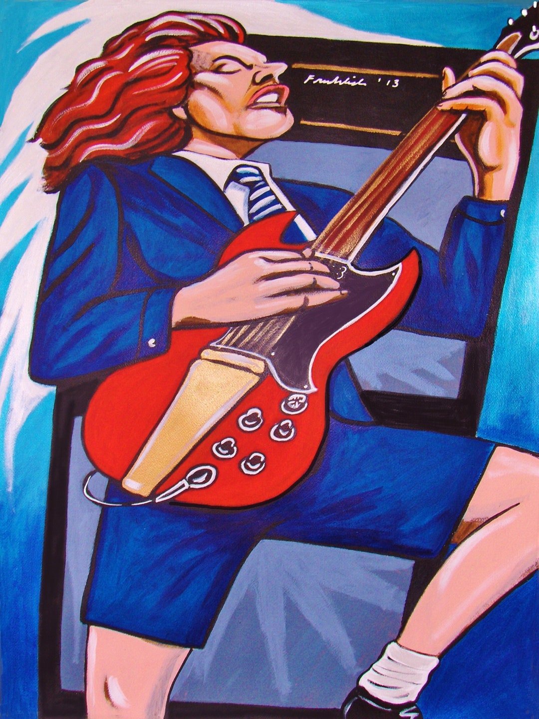 Angus Young Print Poster Rock Guitar AC-DC - Etsy