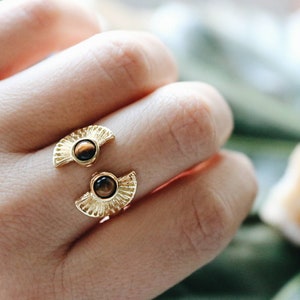 Tigers Eye ring, Gold Tigers Eye ring, Gemstone ring, Statement ring