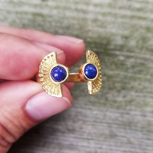 Lapis Lazuli ring, Gold Lapis Lazuli ring, Gemstone ring, Adjustable ring, Blue stone ring