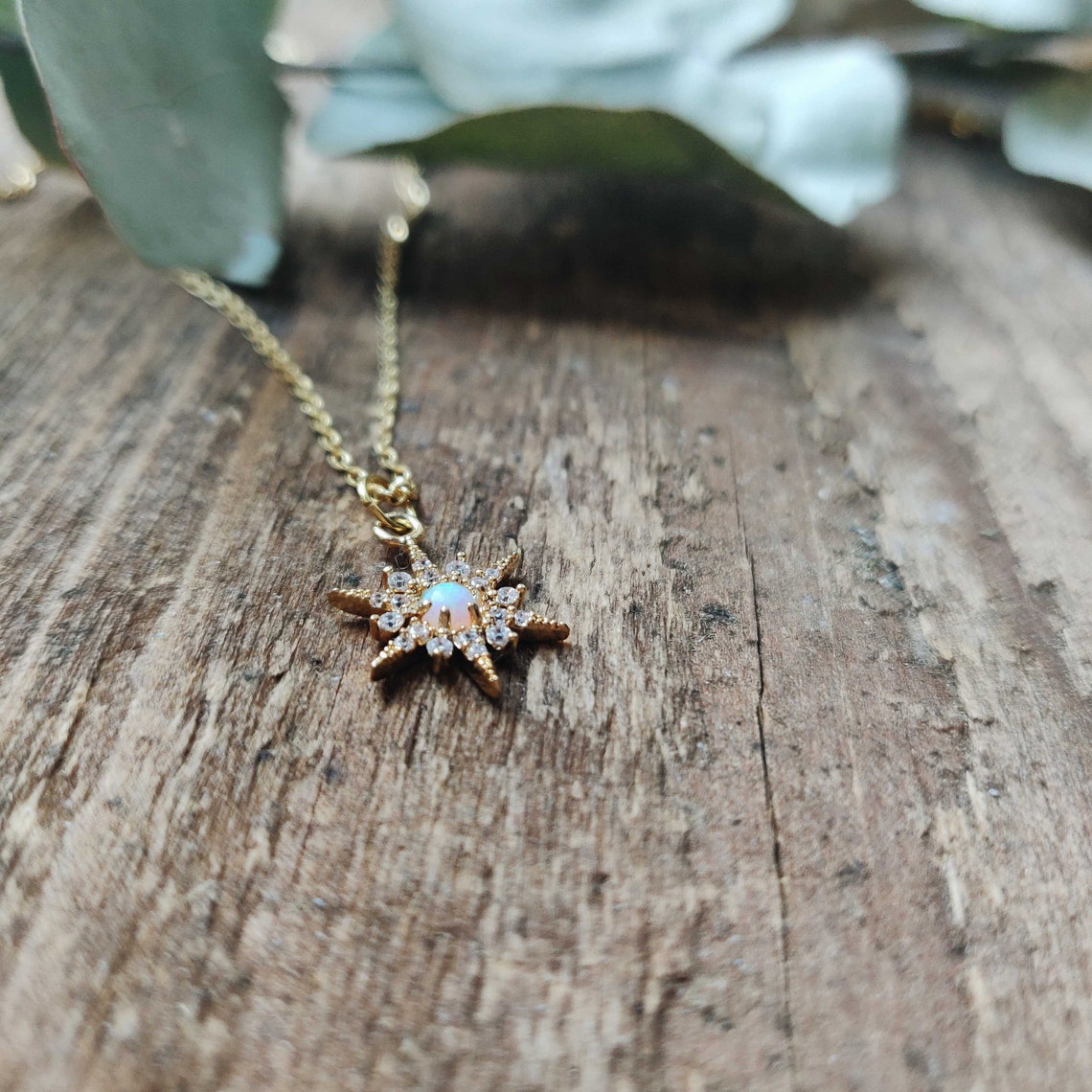 Opal Star Necklace North Star Necklace Opal Gold Necklace Etsy