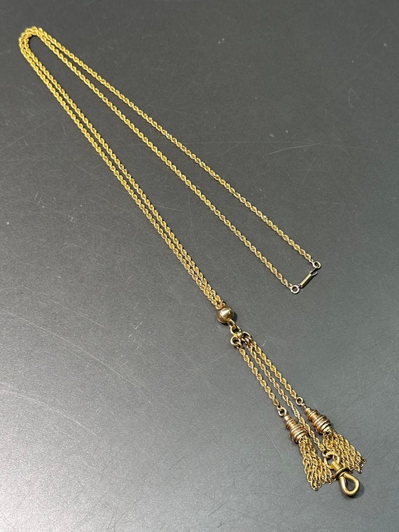 Victorian 14K Gold Tassel Necklace - image 1