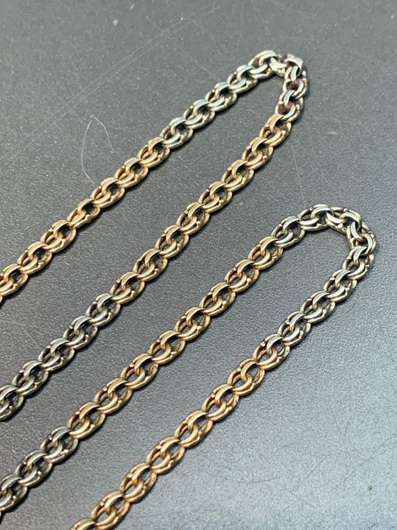 Edwardian 14K Gold Bi-Tone Watch Chain - image 3