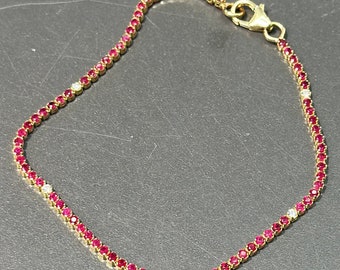 18K Gold Ruby and Diamond Tennis Bracelet