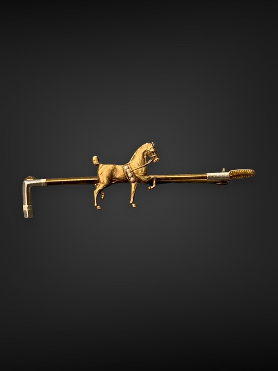 Victorian 14K Gold Horse Polocrosse Horse Bar Broo