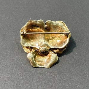 Art Nouveau 14K Gold Pearl Pansy Flower Brooch image 2