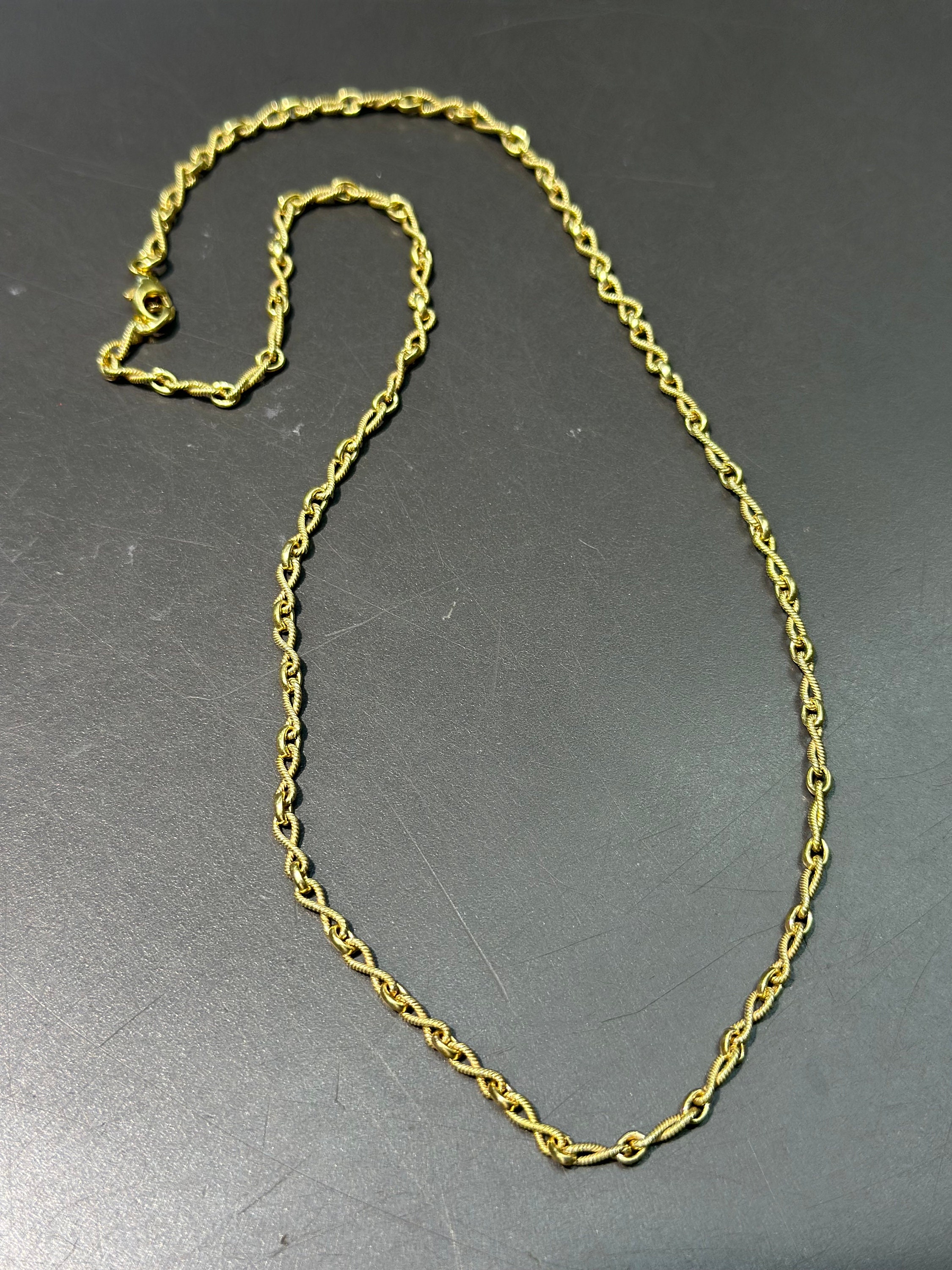 14K Gold Fancy Twisted Link Chain Necklace 16.0 Inch - Etsy
