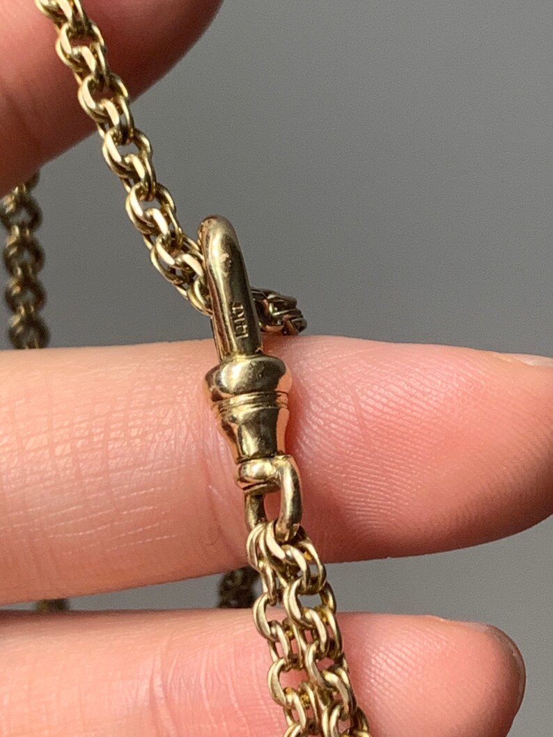 Victorian 14K Gold Belcher Watch Chain Necklace 18.5 Etsy