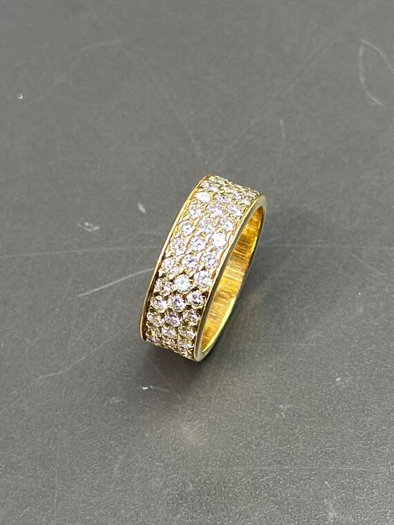 French 18K Gold Diamond Pavé Ring SZ 4.5 - image 2