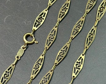 Collana vintage a catena in filigrana d'oro 18 carati 24.0"