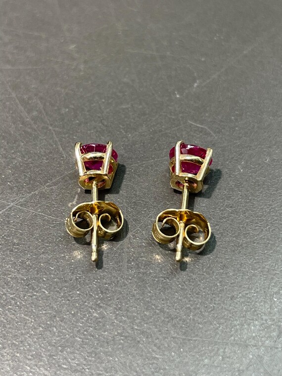 14K Yellow Gold Ruby Stud Earring - image 3