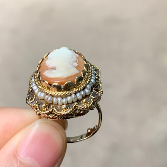 Antique Victorian 14K Yellow Gold Cameo and Seed … - image 3