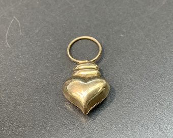 Vintage 14K Gold Puffy Hollow Heart Charm