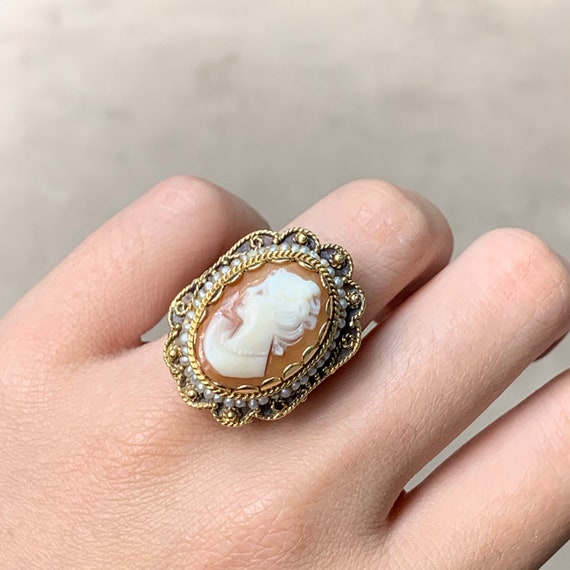 Antique Victorian 14K Yellow Gold Cameo and Seed … - image 2