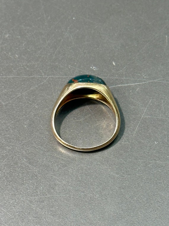 Vintage 14K Gold Bloodstone Signet Ring - image 2