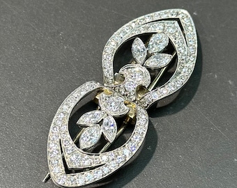 Art Deco Platinum Diamond Dress Clip Brooch