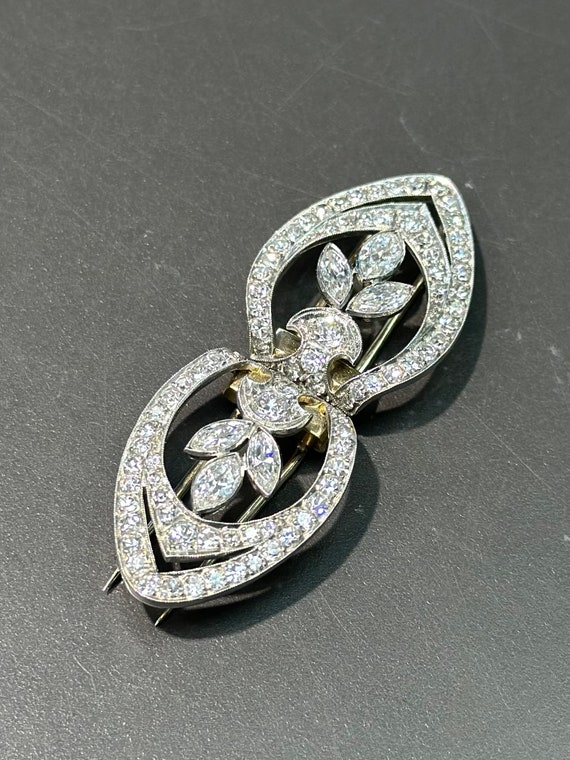 Art Deco Platinum Diamond Dress Clip Brooch