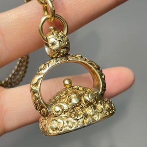 Antique 14K Yellow Gold Motif Carnelian Intaglio Fob Pendant
