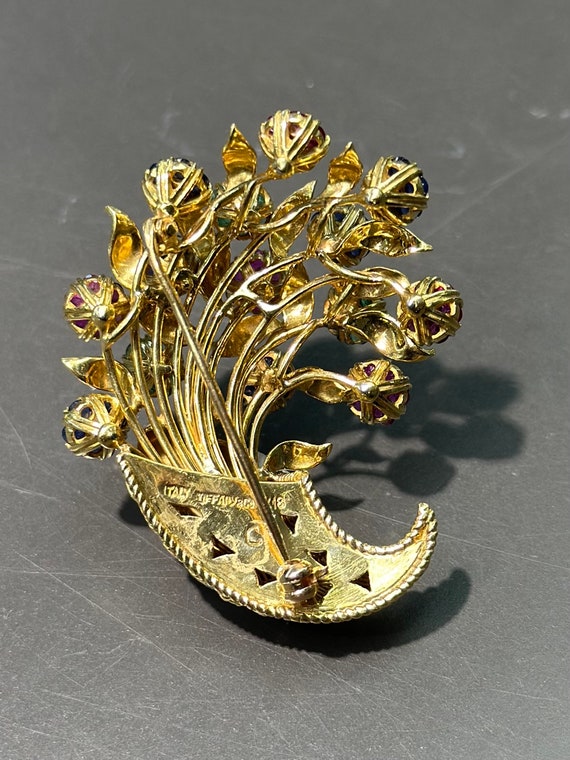 Vintage 18K Gold Tiffany & Co. Gold Ruby and Emerald and Sapphire