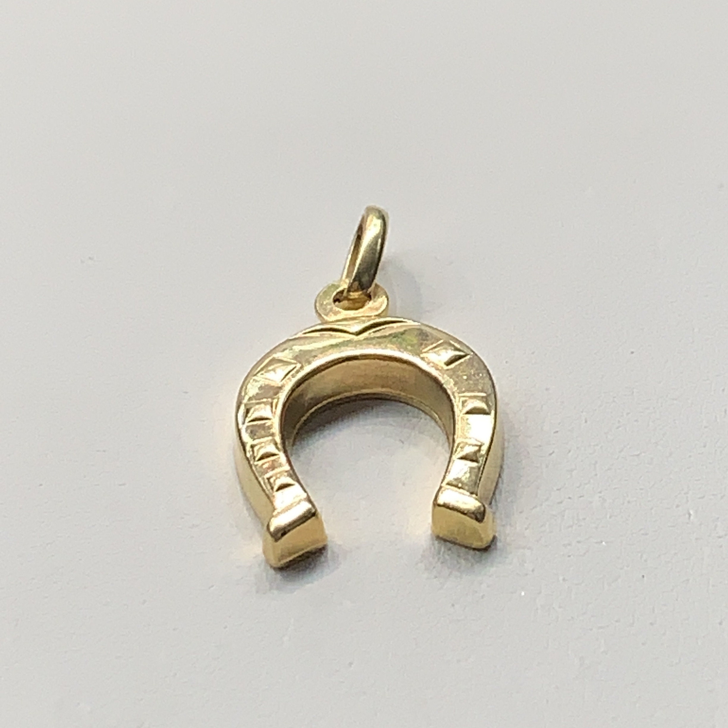 14K Gold Vintage Hollow Horseshoe Charm Pendant Etsy