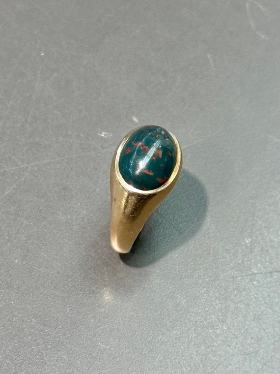 Vintage 14K Gold Bloodstone Signet Ring - image 4