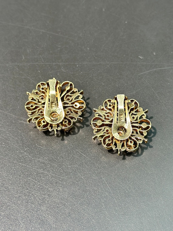 Victorian Style 14K Gold Diamond Cluster Earring - image 4