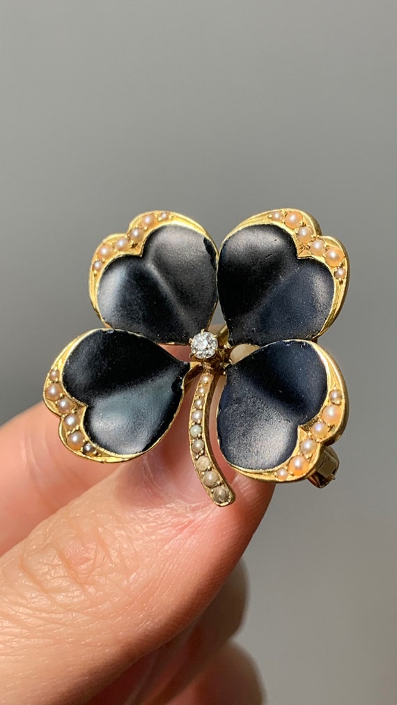 Art Nouveau 14K Gold Krementz & Company Black Enam