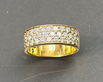 French 18K Gold Diamond Pavé Ring SZ 4.5