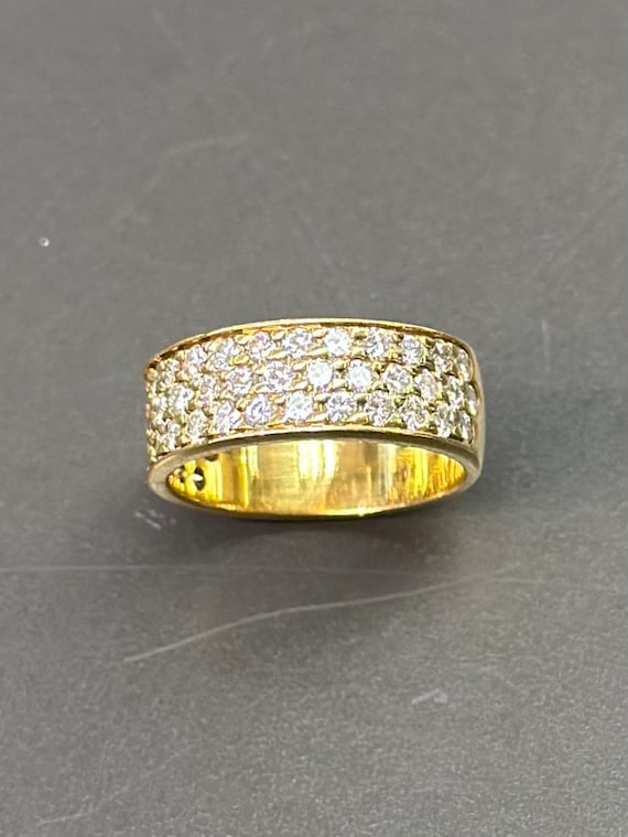 French 18K Gold Diamond Pavé Ring SZ 4.5 - image 1