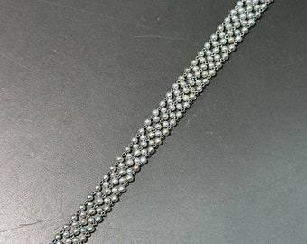 Edwardian Platinum Natural Saltwater Pearl Diamond Woven Bracelet