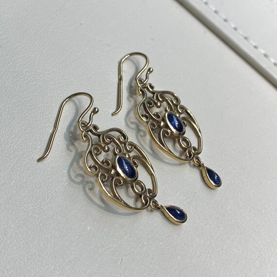 Natural Blue Sapphire Earring in 14K - image 3