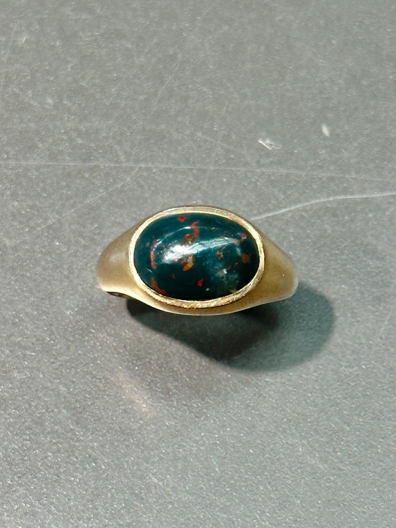 Vintage 14K Gold Bloodstone Signet Ring - image 1