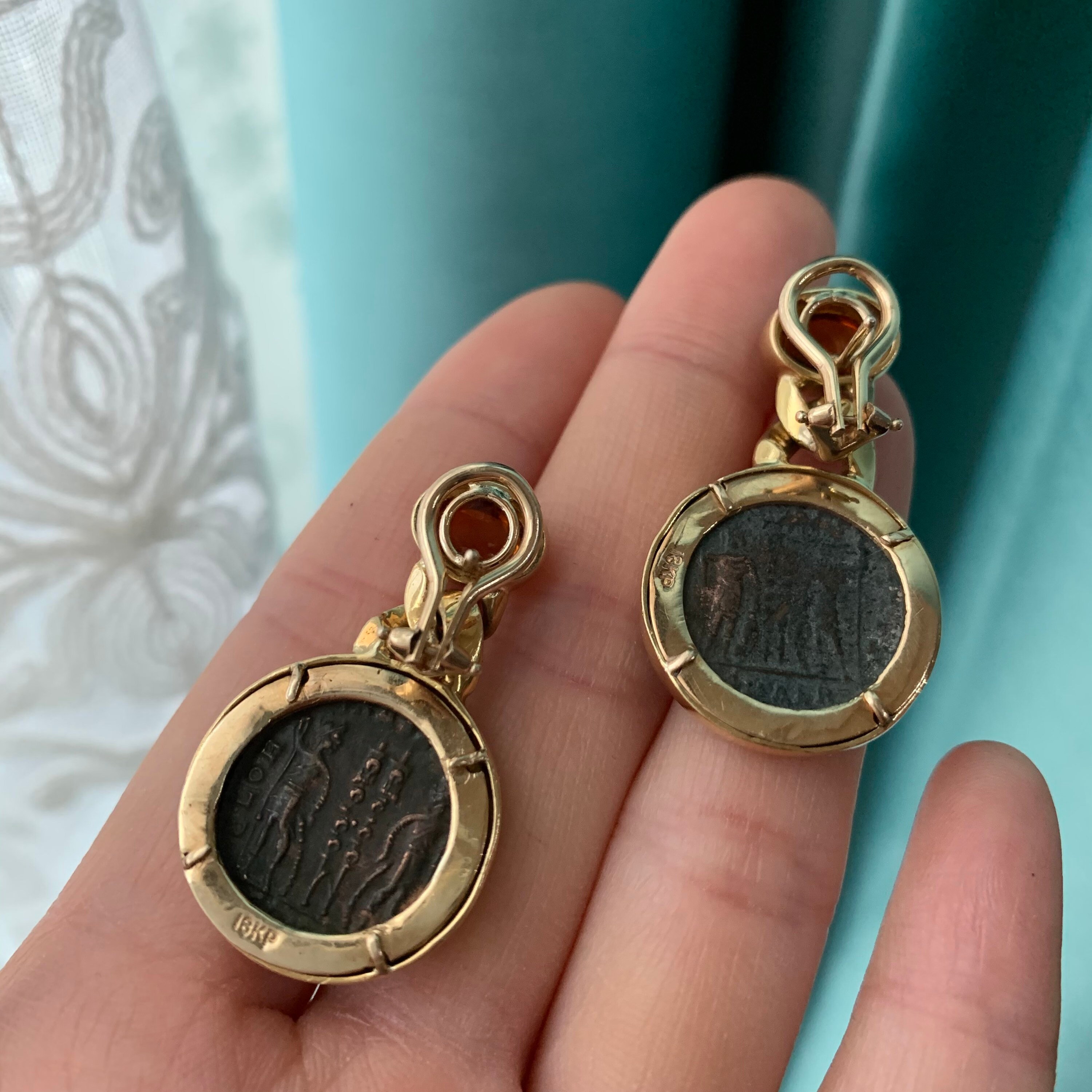 Antique Roman Coin Pendant with Cabochon Citrine in 18K Gold Etsy