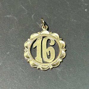 Vintage 14K Yellow Gold Lucky Sixteen Pendant