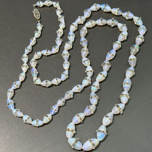Antique 14K Gold Opal Rock Crystal Beaded Necklace