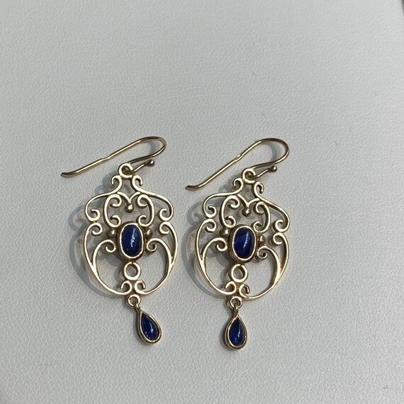 Natural Blue Sapphire Earring in 14K - image 2