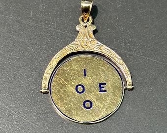 Vintage Extra Large 14K Gold Enamel “I Love You” Spinner Charm